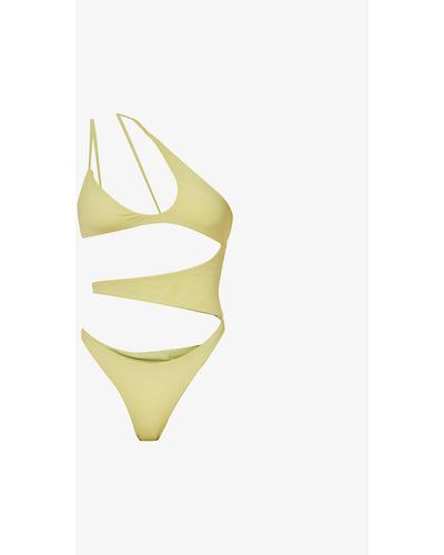House Of Cb Lafayette Asymmetric Woven Swimsuit - Metallic