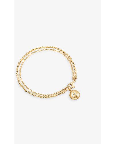 Astley Clarke Biography 18ct Yellow Gold-plated Vermeil Sterling Silver And White Sapphire Locket Bracelet - Metallic