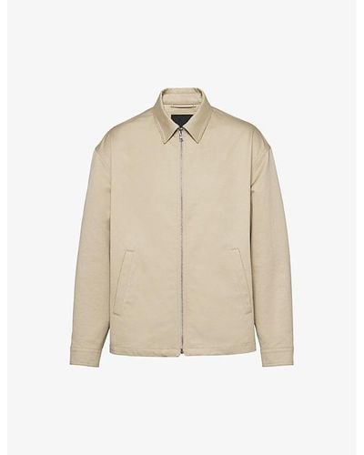Prada Brand-patch Regular-fit Cotton Jacket - Natural