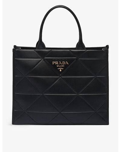 Prada Symbole Large Leather Top-handle Bag - Black