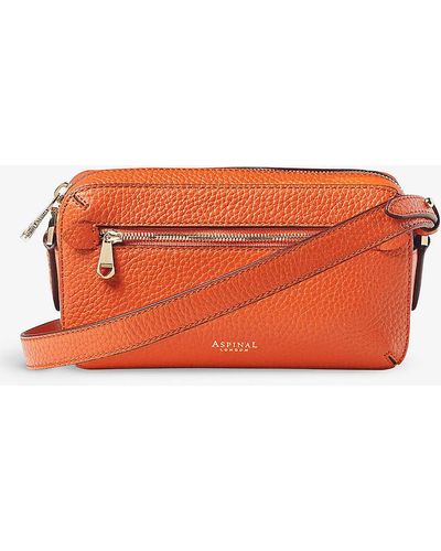 Aspinal of London Camera Logo-embossed Leather Cross-body Bag - Orange