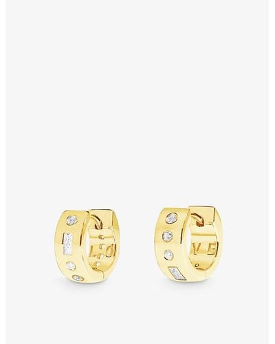 Apm Monaco huggie Small 18ct -plated Metal And Cubic Zirconia Hoop Earrings - Metallic