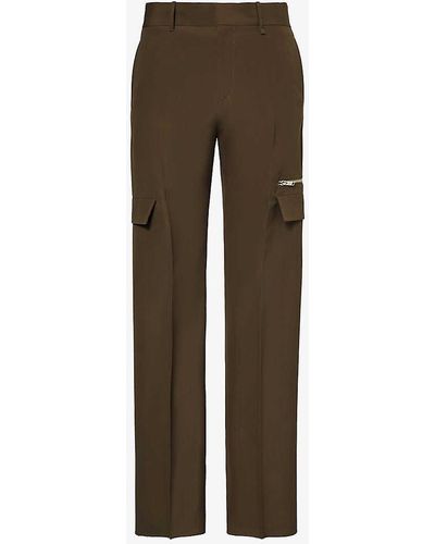 Givenchy Flap-pocket Wide-leg Wool Trousers - Natural
