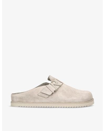 Represent Initial Backless Suede Mules - Natural