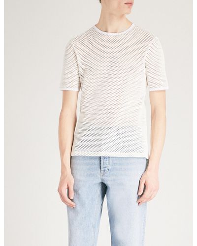 Sandro Semi-sheer Cotton-mesh T-shirt - White