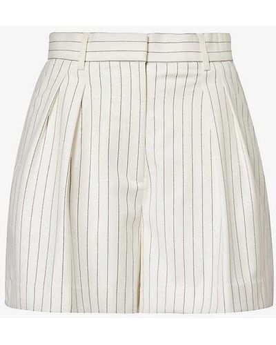 Rebecca Vallance High-rise Striped-pattern Stretch-woven Shorts - White