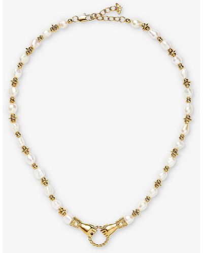 Missoma Harris Reed X In Good Hands Recycled 18ct Yellow -plated Brass And Pearl Necklace - Natural