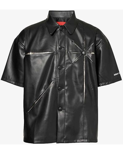 Kusikohc Origami Cut-out Faux-leather Shirt - Black