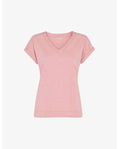 Whistles Willa Cap-sleeved Organic-cotton T-shirt - Pink