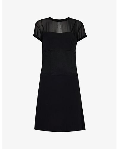 Givenchy Short-sleeve Split-hem Silk Midi Dress - Black