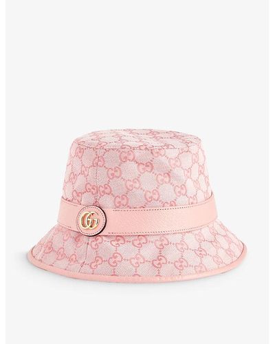 Gucci Logo-pattern Canvas Bucket Hat - Pink