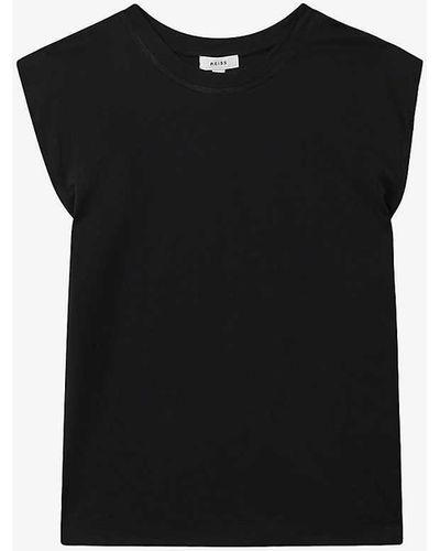 Reiss Morgan Capped-sleeve Cotton T-shirt - Black