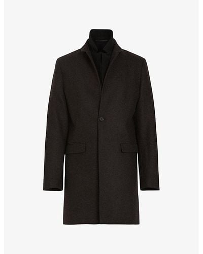 AllSaints Centinel Notch-lapel Double-layered Recycled-wool Coat - Black