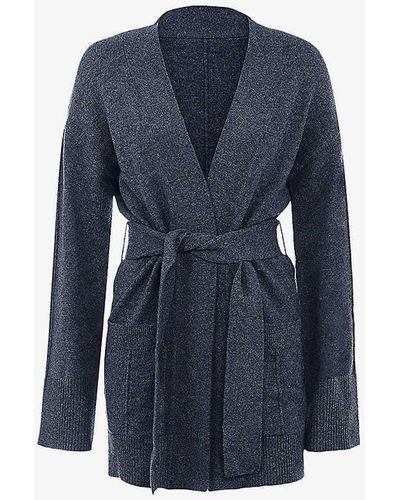 House Of Cb Alaia V-neck Knitted Cardigan - Blue