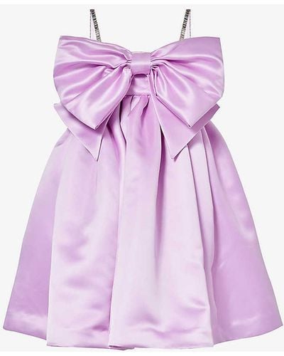 Nina Ricci Bow-embellished Flared Satin Mini Dress - Purple