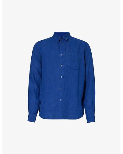 Vilebrequin Caroubis Brand-embroidered Relaxed-fit Linen Shirt Xx - Blue