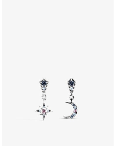 Thomas Sabo Royalty Star And Moon Sterling-silver And Zirconia Earrings - Metallic