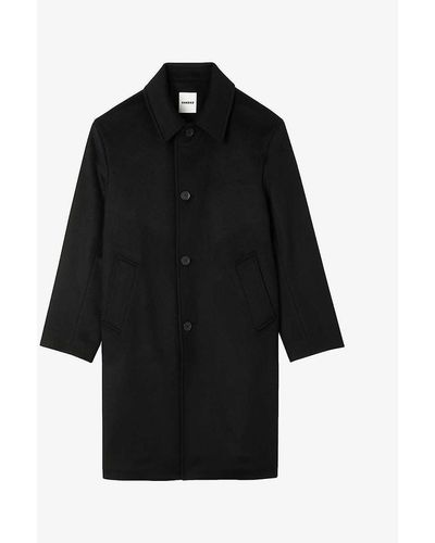 Sandro Button-down Wool-blend Coat - Black