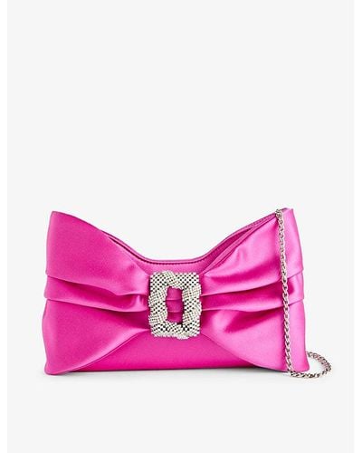 Rodo Cecilia Bow-shaped Satin Clutch Bag - Pink