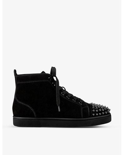 Christian Louboutin Louis Spikes Suede High-top Sneakers - Black