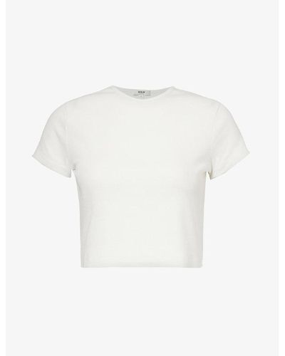 Agolde Savannah Cropped Stretch-woven Blend T-shirt - White