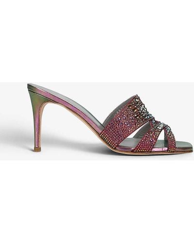 Gina Opera Crystal-embellished Leather Heeled Sandals - Brown