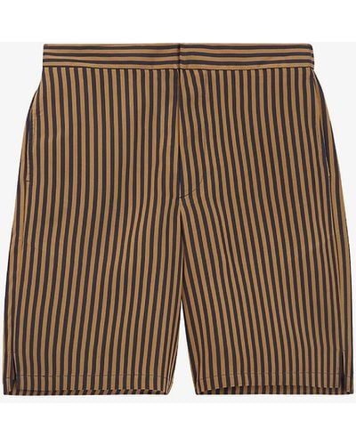 The Kooples Stripe-print Loose-fit Woven Shorts - Natural
