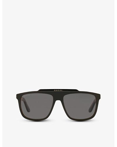 Gucci gg1039s Rectangular-frame Acetate Sunglasses - Gray