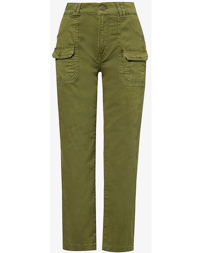 FRAME Utility Relaxed-fit High-rise Stretch-cotton Trousers - Green