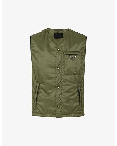 Prada Re-nylon Brand-plaque Recycled-nylon Vest - Green