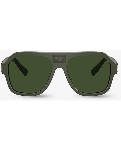Dolce & Gabbana Dg4433 Pilot-frame Acetate Sunglasses - Green