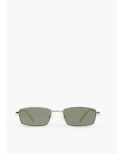 Le Specs Bright Gold/ Bizarro Rectangular-frame Metal Sunglasses - Green