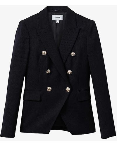 Reiss Vy Tally Double-breasted Tailored Wool-blend Blazer - Blue