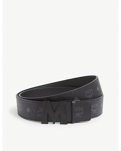 MCM Claus Visetos-print Reversible Faux-leather Belt - Black
