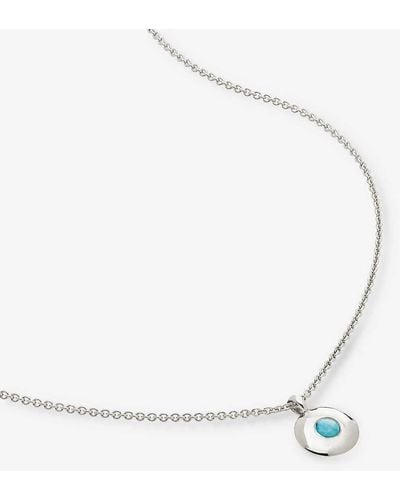 Monica Vinader December Birthstone Sterling-silver And Turquoise Necklace - White