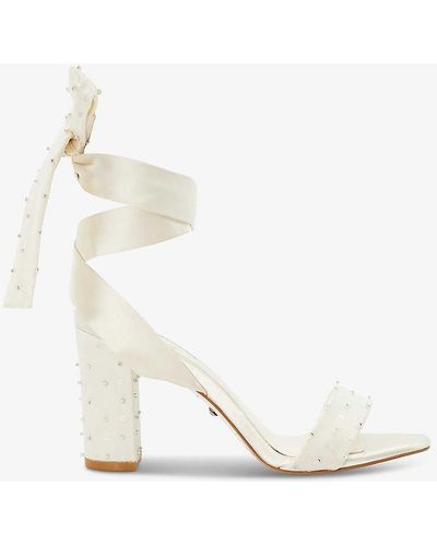 Dune Melodies Crystal-embellished Tie-strap Satin Heeled Sandals - White