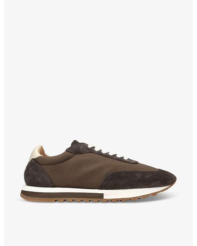 The Row Owen Suede And Mesh Low-top Sneakers - Brown