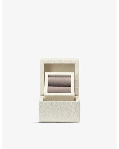 Smythson Panama Crossgrain Leather Ring Box - White