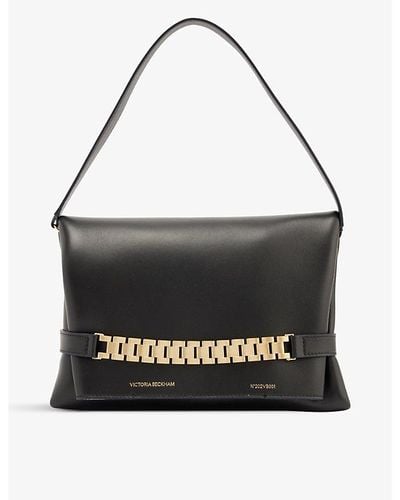 Victoria Beckham Chain-embellished Leather Shoulder Bag - Black