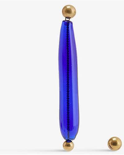 Dries Van Noten Asymmetric Drop And Stud Glass And Metal Earrings - Blue