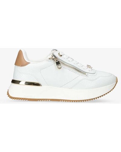 Carvela Kurt Geiger Flare Zip-embellished Leather Low-top Trainers - White