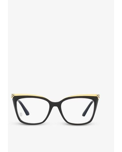 Cartier Ct0033o Cat Eye-frame Acetate And Metal Glasses - White