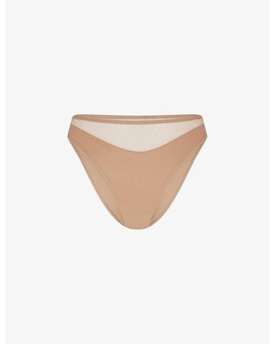 Agent Provocateur Lucky Paneled Stretch-tulle Briefs - White