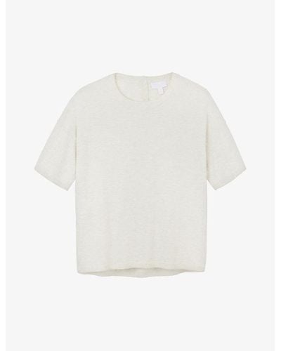The White Company Button-back Round-neck Cotton-blend T-shirt - White