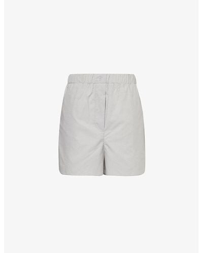Frankie Shop Lui Elasticated-waist Cotton-poplin Shorts - White