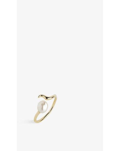 Maria Black Moonshine 22ct Yellow-gold Plated Sterling-silver And Pearl Ring - White