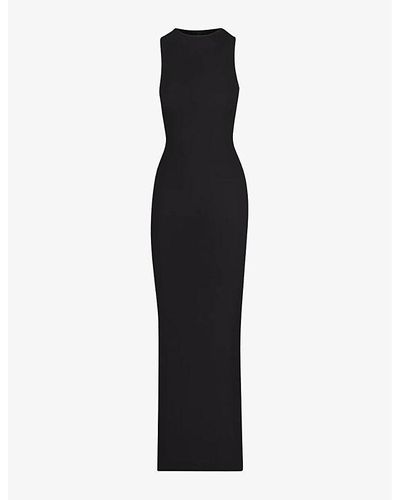 Skims Soft Lounge Sleeveless Stretch-jersey Midi Dress X - Black
