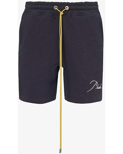 Rhude Logo Brand-embroidered Cotton-piqué Shorts - Blue