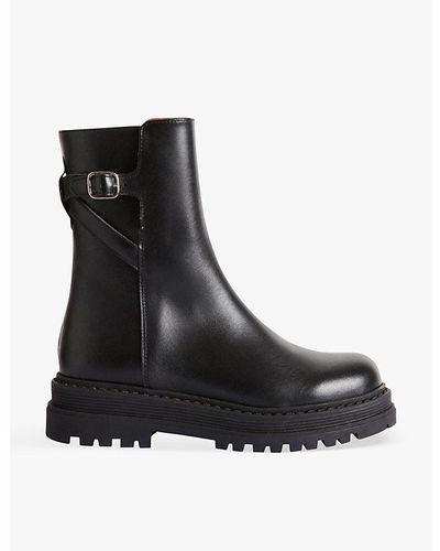 Claudie Pierlot Allegorio Side-buckle Leather Ankle Boots - Black