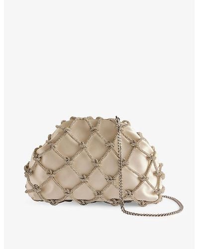 Ted Baker Kylar Crystal And Faux-leather Clutch Bag - Natural
